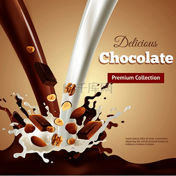 巧克力广告图片_美味巧克力逼真插图