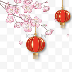 日本新年樱花灯笼质感边框