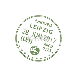 德国标志图片_莱比锡机场抵达护照上的签证印章