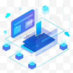 办公商务图片_商务科技商务2.5D蓝色信息