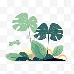 夏季植物扁平插画元素