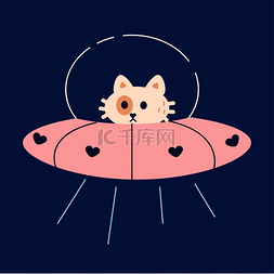 太空猫宇宙飞船里可爱有趣的小猫