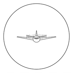 圆形或圆形矢量插图中的飞机图标