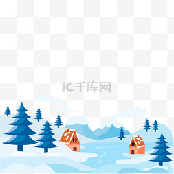 冬季雪地松树图片_冬季下雪户外雪景景色底边