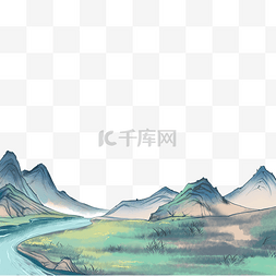 水墨山水国画图片_兔年水墨山水国画风新年