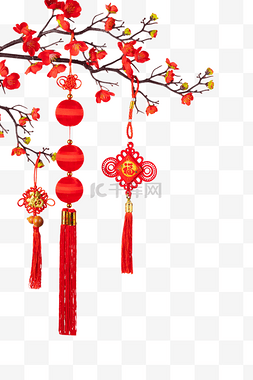 梅花图片_新年梅花灯笼中国结挂饰