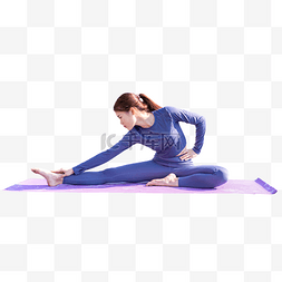 运动女性在瑜伽垫上练瑜伽拉伸