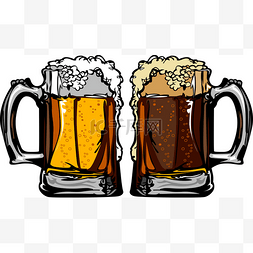 啤酒或根啤酒杯子矢量图像
