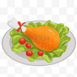 炸鸡腿插画图片_日本圣诞炸鸡美食烤鸡