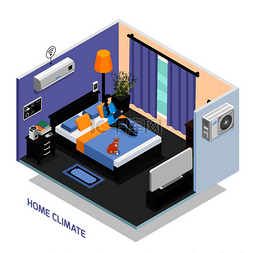 卧室手提电脑图片_家用空调遥控系统等距构图与卧室