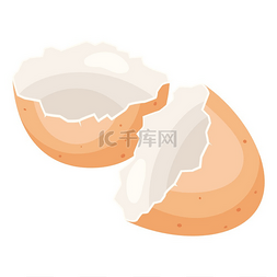 复活节图片_棕色碎鸡蛋壳的插图美食食品和农