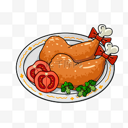 食品装饰图片_圣诞节鸡腿卡通