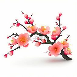 春天春季一枝漂亮的桃花花枝