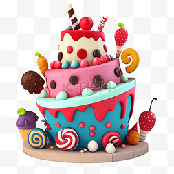 蛋糕胚戚风蛋糕图片_卡通手绘生日蛋糕