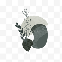 水墨抽象画线几何植物贴图