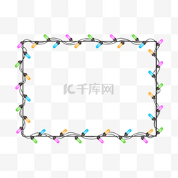 夜晚圣诞图片_圣诞灯串方形外框装饰