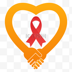 艾滋预防ppt图片_红丝带艾滋病零歧视握手