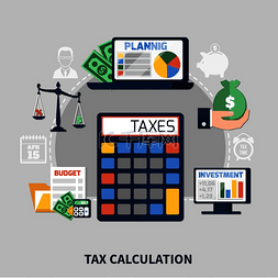 时间计算器图片_税收计算平面组合与预算规划，灰