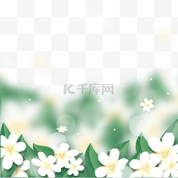 可爱绿叶黄花春天光效花卉边框