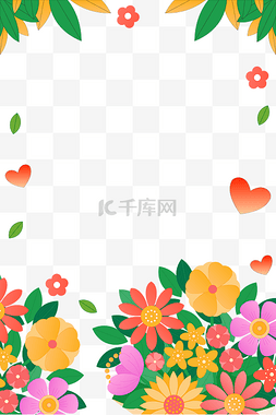 春花图片_春夏清新花朵花丛绿叶海报边框