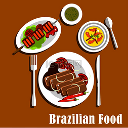 猪肉虾图片_巴西美食的传统晚餐，包括 feijoada