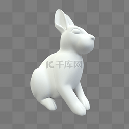 C4D白色小兔子可爱模型
