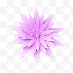 紫色C4D立体唯美剪纸花朵