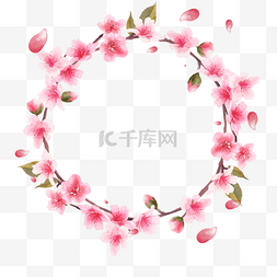 水彩花卉桃花边框