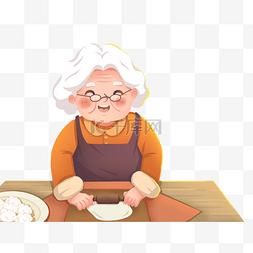 老奶奶包饺子擀面皮