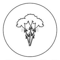 一束鲜花康乃馨图标在圆形黑色矢