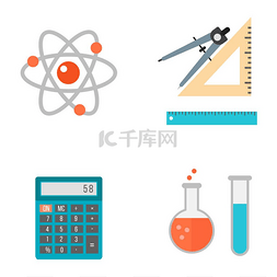 矢量卡通数学工具图片_学校符号矢量集.