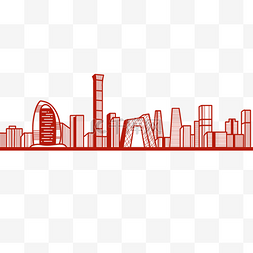 建筑单体线稿图片_国庆节建筑城市地标北京