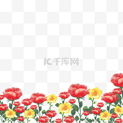 邀请函红边框图片_水彩婚礼红黄花卉边框