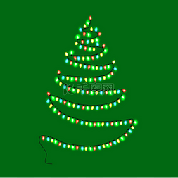 圣诞抽象树由花环制成，带有闪闪