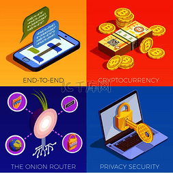 数字货币设计图片_数据加密网络安全等距22设计概念