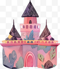 卡通城堡城堡图片_水彩卡通童话城堡