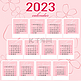 2023日历年历月历粉色