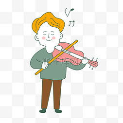 卡通人素描图片_拉小提琴教师节人物