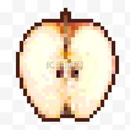 横切苹果图片_卡通像素水果苹果横切面