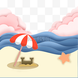 太阳伞图片_剪纸抽象夏季海滩