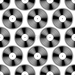 黑色和白色黑胶唱片无缝模式。