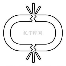 沉船图片_断开的链接图标黑色矢量插图平面