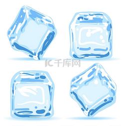 冰融化矢量图图片_冰块套装冰块蓝色水融化冰块矢量