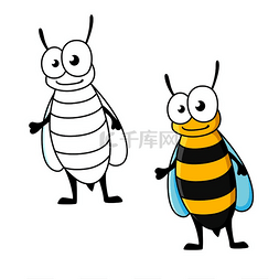卡通黄色夹克黄蜂昆虫角色长着毒