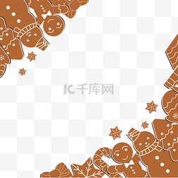 姜饼插画图片_红色姜饼圣诞节边框