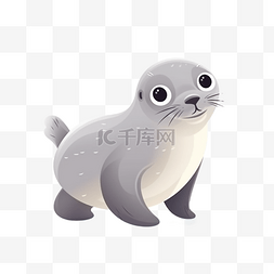 动物海豹图片_卡通可爱手绘动物小动物元素海豹