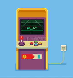 player图片_Retro arcade game machine. Vector flat cartoo