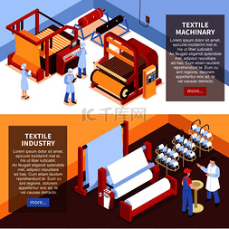 工厂工厂图图片_一组两个水平等距纺织行业横幅，