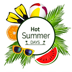 西瓜装饰矢量图图片_炎热的夏日，带有标题的海报放在