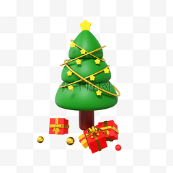 3DC4D立体圣诞节礼物圣诞树